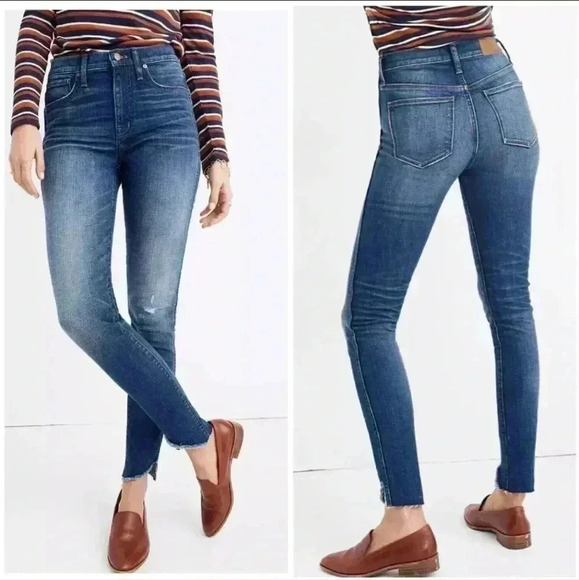 Madewell 10" High-Rise Skinny Jeans Cutout Tulip Raw Frayed Hem Edition 27 - Picture 1 of 12